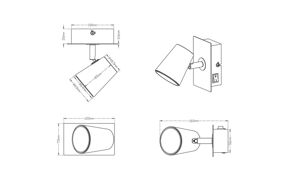 HLW LED LED Wall Spotlight Trion Narca - 6W LED, Warm White 3000K, Matte White Aluminum HLW LED LED Wall Spotlight Trion Narca - 6W LED, Warm White 3000K, Matte White Aluminum