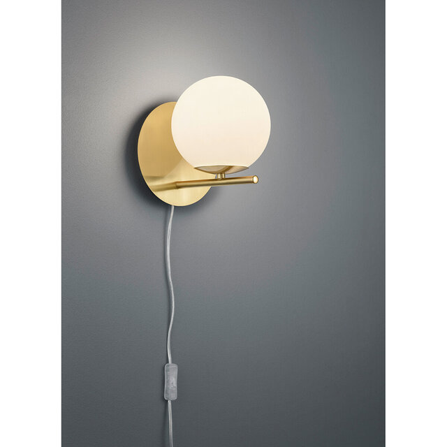 Moderne mat gouden LED wandlamp met E14 fitting en snoer, tot 28W vermogen