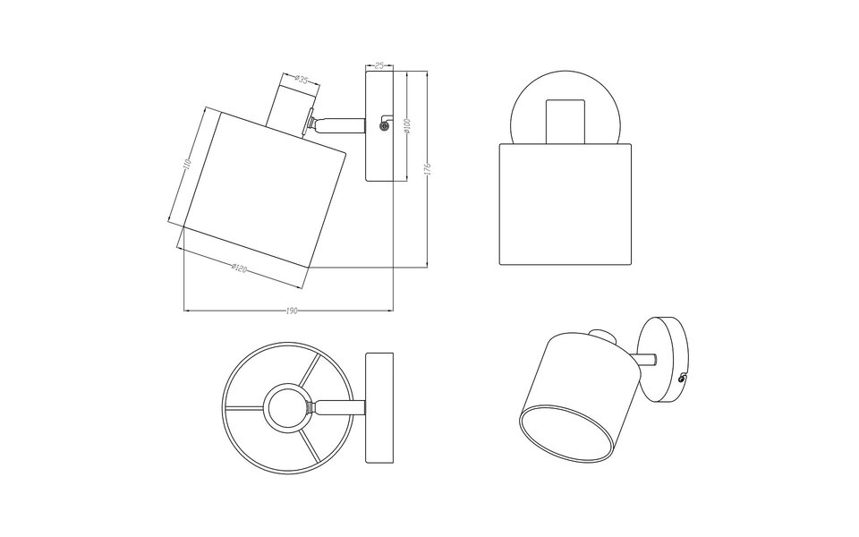 HLW LED LED Wall Spotlight Trion Torry - Matte Nickel, E14 Fitting, Sustainable LED Spotlight