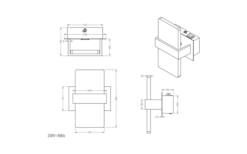 HLW LED LED Wall Spotlight 4W Warm White 3000K - Adjustable Beam Angle - Matte Gray Aluminum