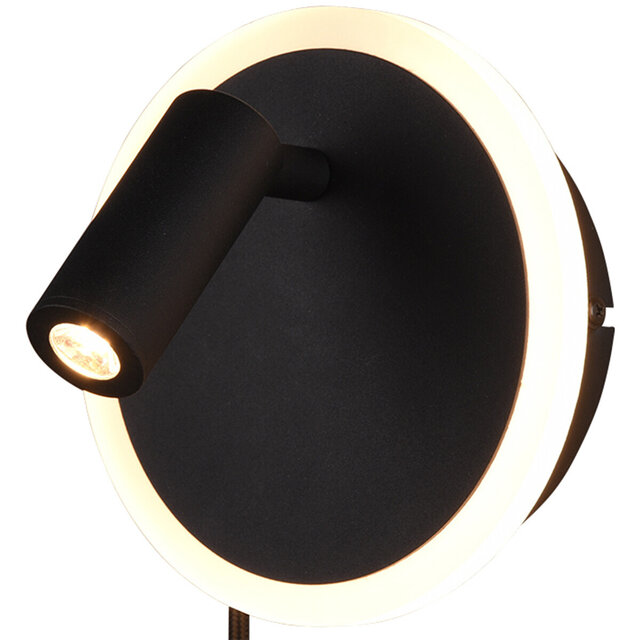 LED wandlamp | 7W (5+2W) | 3000K | Mat zwart | 2x bedienbaar Verlichting per ruimte LED wandlamp | 7W (5+2W) | 3000K | Mat zwart | 2x bedienbaar Verlichting per ruimte