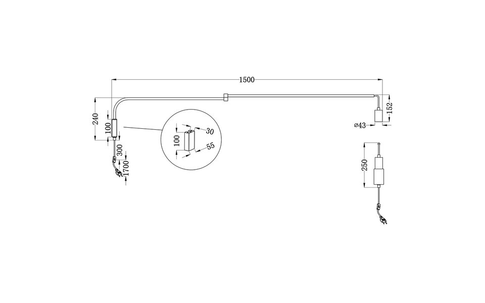 HLW LED LED Wall Lamp Matte Black with Adjustable Beam Angle and E27 Fitting - Durable Aluminum