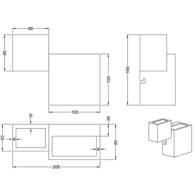HLW LED Dimmable LED Wall Lamp 12W - Warm White 2700K-3000K - Black & White Floor Lamp & Wall Lamp