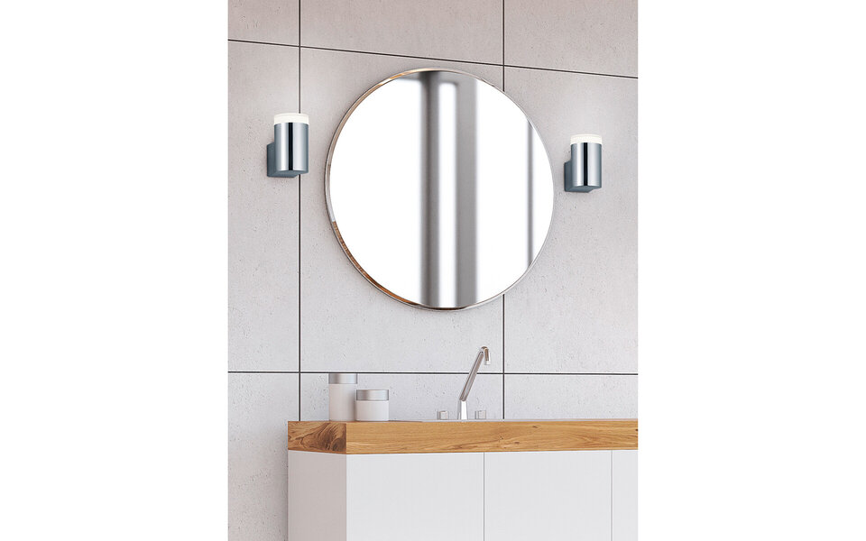 HLW LED Modern LED Wall Lamp 8W Warm White 2700K–3000K with Fabric Shade & Gloss Chrome