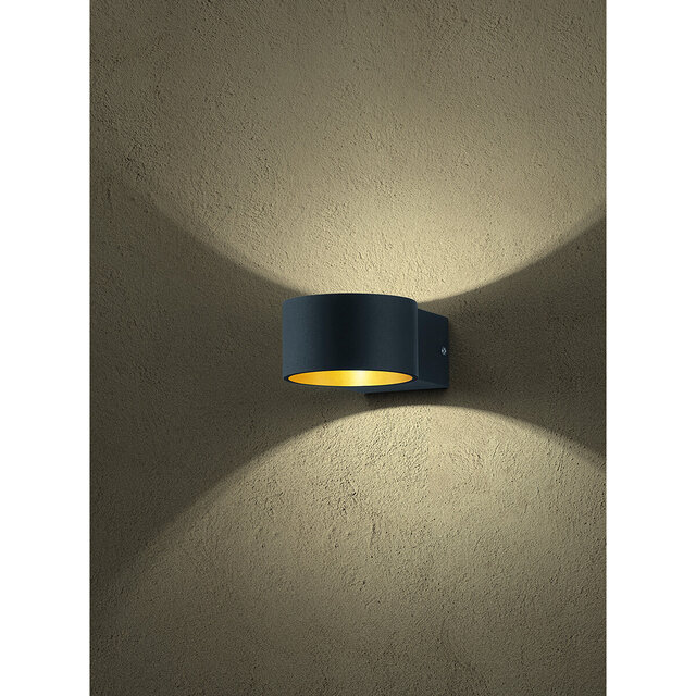 HLW LED LED Wandlamp 4W Warm Wit 3000K Mat Zwart | Trion Lapaco Aluminium