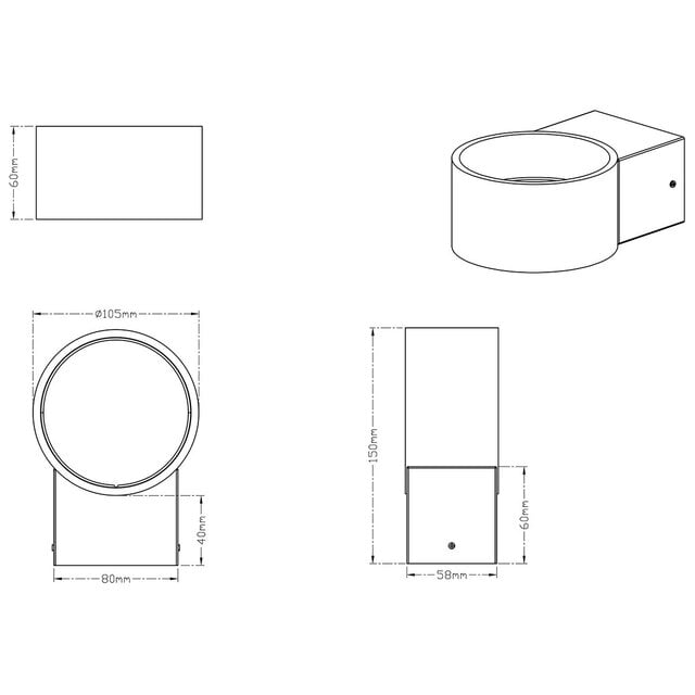 HLW LED LED Wall Lamp 4W Warm White 3000K Matte Black | Trion Lapaco Aluminum