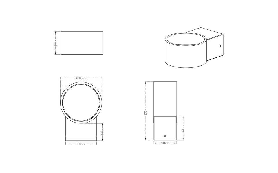 HLW LED LED Wall Lamp 4W Warm White 3000K Matte Black | Trion Lapaco Aluminum