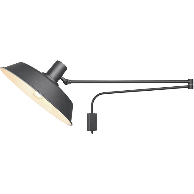 Mat zwarte verstelbare LED wandlamp met E14 fitting en warmwit licht tot 40W