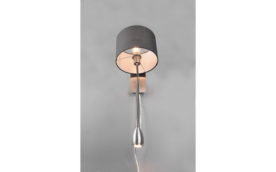 HLW LED LED Wandlamp Mat Grijs met Warm Wit 2700K–3000K, 3W LED & Flexibele Arm