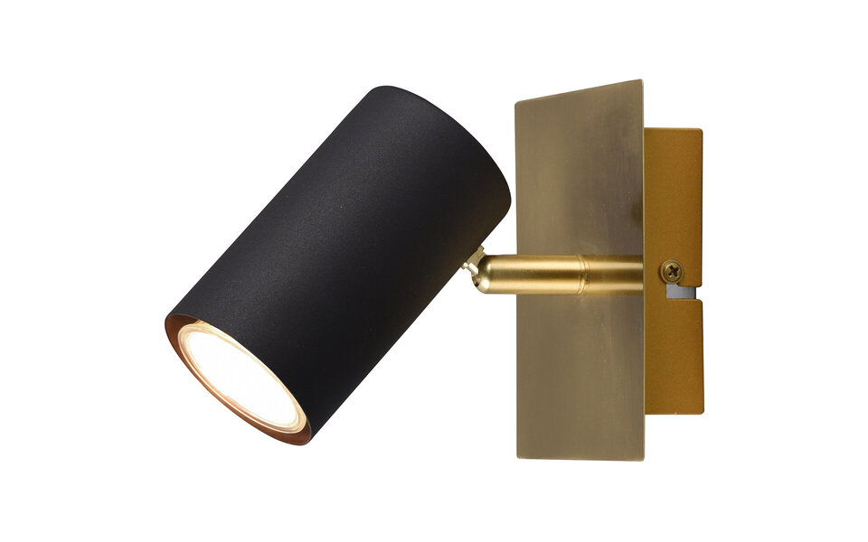 HLW LED Elegant LED Wall Spotlight Trion Milona - Matte Black/Gold - GU10 Fitting