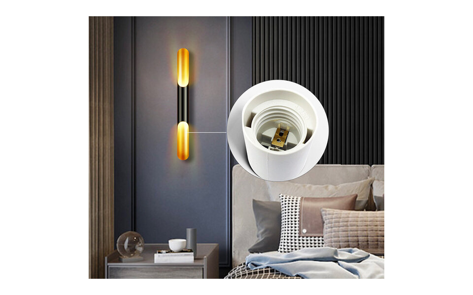 HLW LED LED Wall Lamp - Matte Black & Gold Aluminum - 2-light Up & Down Lighting