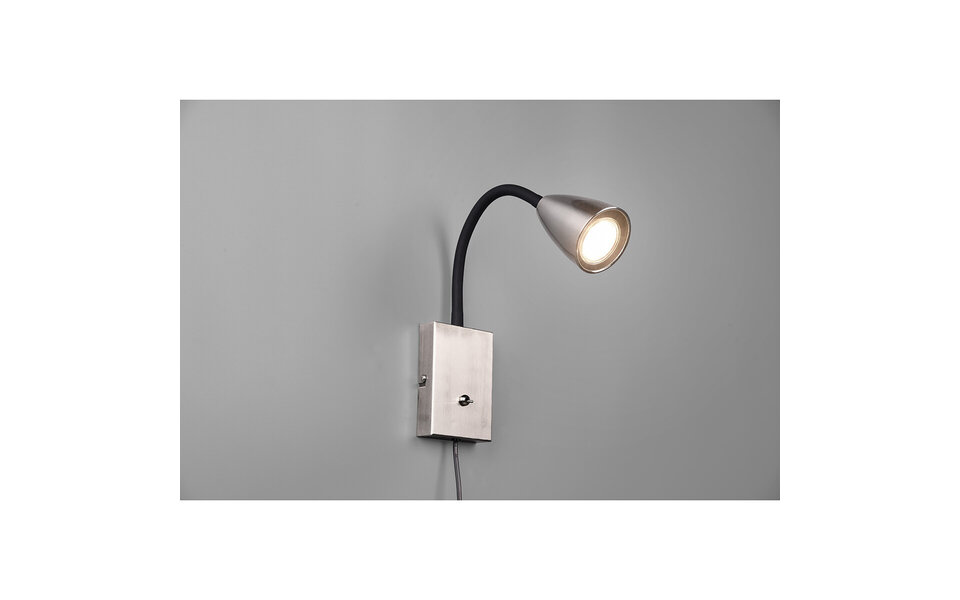 HLW LED Moderne LED Wandspot met GU10 Fitting, Verstelbare Beam Angle & Mat Nikkel Design