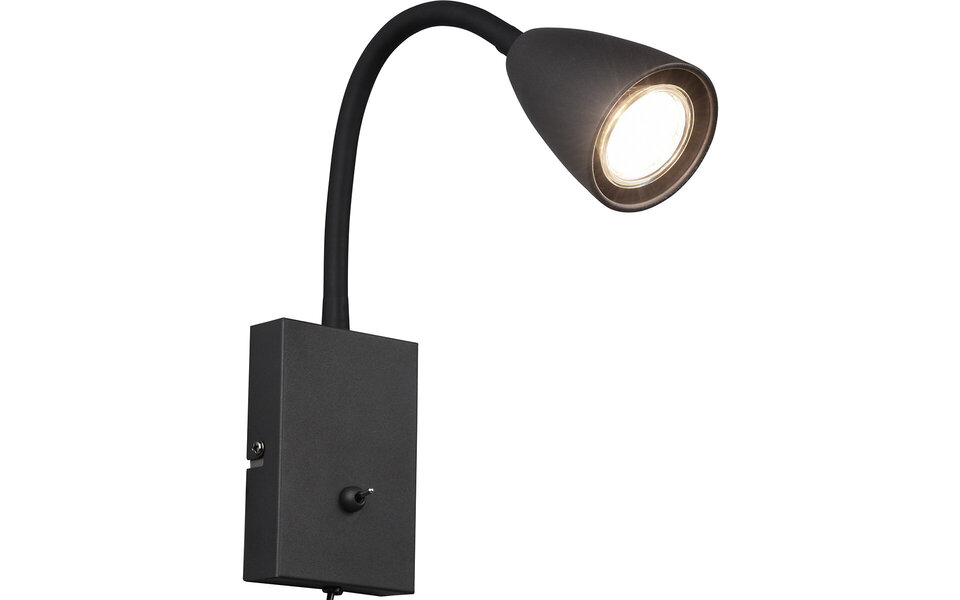 HLW LED LED wall spotlight matte black with GU10 fitting, adjustable beam angle & aluminum