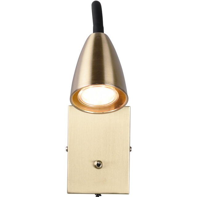 Mat gouden LED wandlamp met GU10 fitting, 10W vermogen en kantelbaar modern design