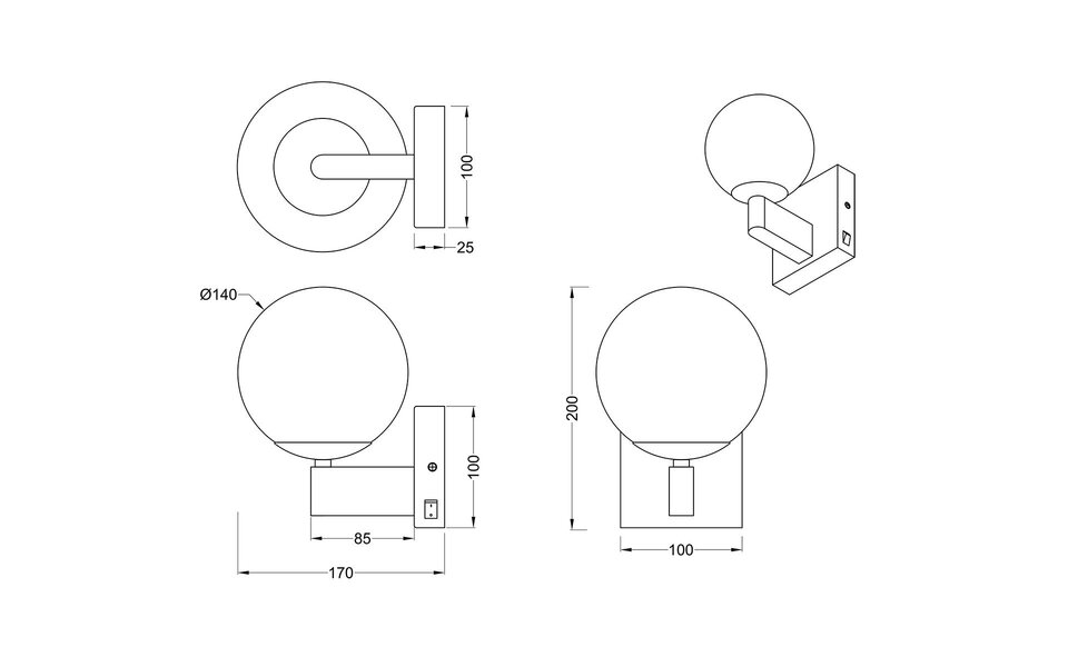HLW LED LED Wall Lamp Trion Aluk - Modern Metal Floor Lamp with E14 LED Bulb