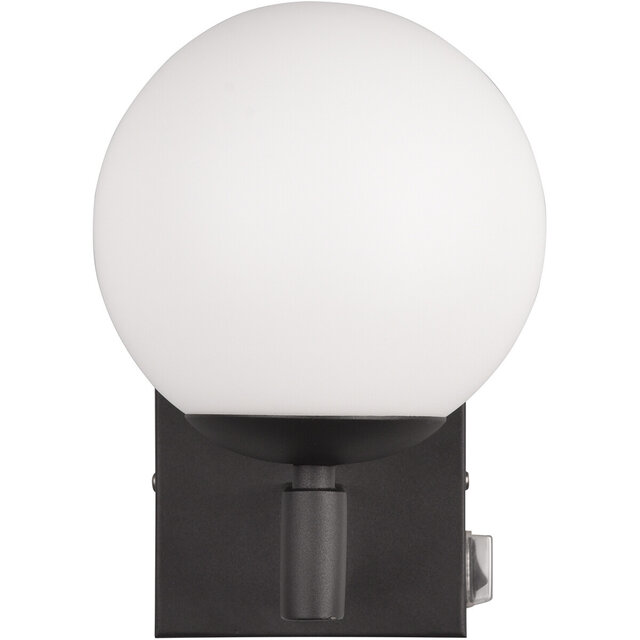 Moderne mat zwarte metalen LED wandlamp met E14 fitting en geïntegreerde schakelaar, 10W vermogen