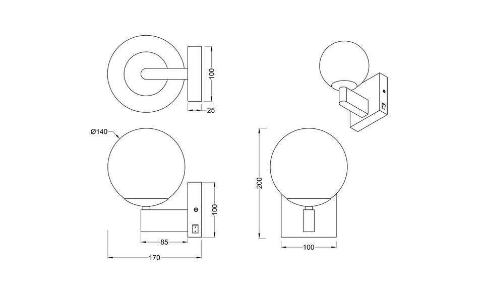 HLW LED Trion Aluk LED Wandlamp - Mat Zwarte Metalen Vloerlamp met E14 Fitting