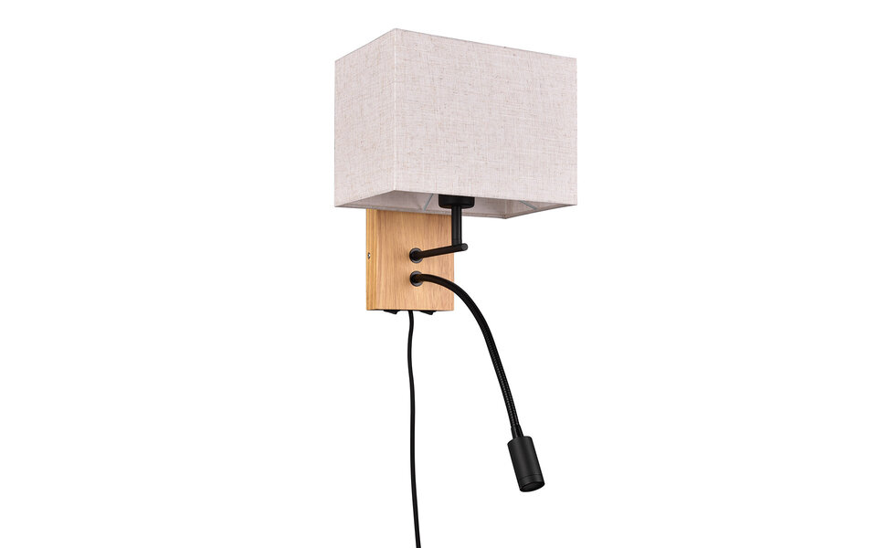 HLW LED LED Wall Lamp - Wooden Floor Lamp with 2 Light Points and Adjustable Beam Angle