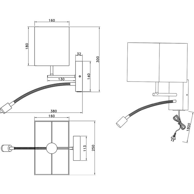 HLW LED LED Wall Lamp - Wooden Floor Lamp with 2 Light Points and Adjustable Beam Angle