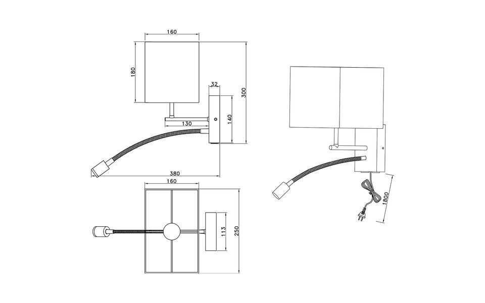 HLW LED LED Wall Lamp - Wooden Floor Lamp with 2 Light Points and Adjustable Beam Angle