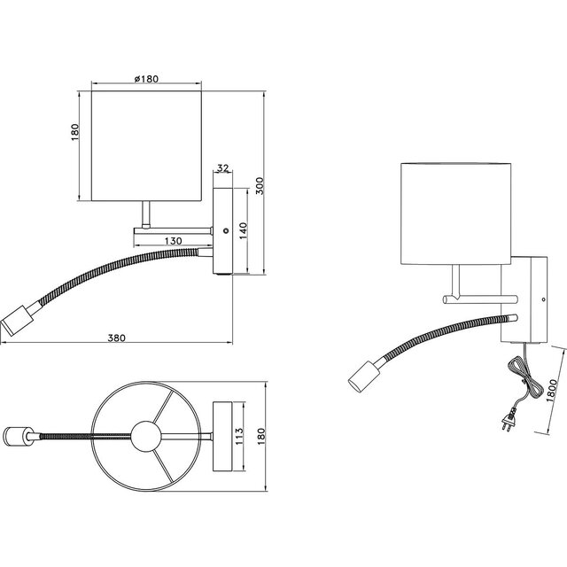 HLW LED LED Wall Lamp Trion Ilay with natural wood, double light points, and E27 fitting HLW LED LED Wall Lamp Trion Ilay with natural wood, double light points, and E27 fitting