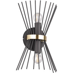 LED wandlamp | 2x40W | E14 | Rond | Zwart-Goud | 2-lichts LED wandlamp | 2x40W | E14 | Rond | Zwart-Goud | 2-lichts