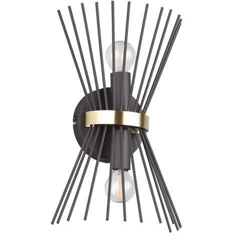 LED Wandlamp Trion Drado - Rond Zwart Goud Metalen Vloerlamp, 2-lichts LED Wandlamp Trion Drado - Rond Zwart Goud Metalen Vloerlamp, 2-lichts