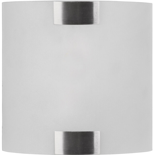 Vierkante LED wandlamp van mat nikkel met E27 fitting en maximaal 40W vermogen in modern design Vierkante LED wandlamp van mat nikkel met E27 fitting en maximaal 40W vermogen in modern design