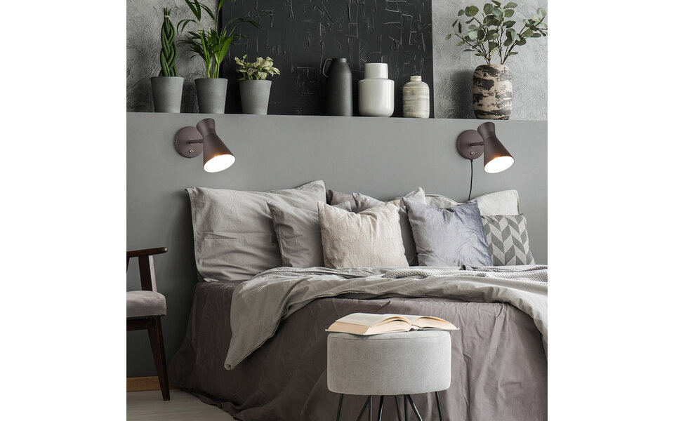 HLW LED Modern LED Wall Lamp Matte Black - Metal Floor Lamp & LED Lamp E27 Fitting