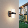 Mat zwarte LED wandlamp met up&down verlichting, 7W totaal, warm wit licht 3000K, strak design