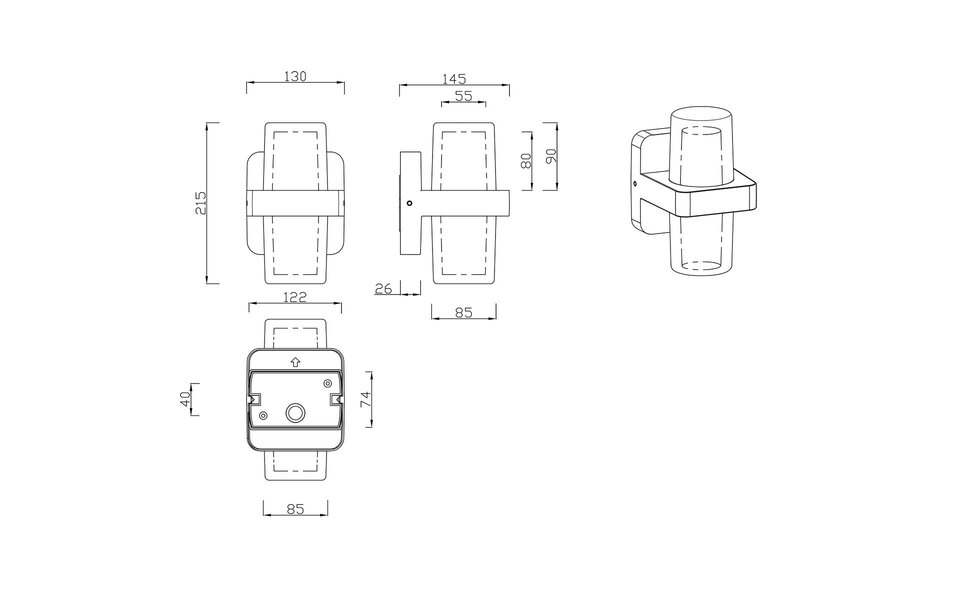 HLW LED LED Wandlamp Mat Zwart - 2 Lichtpunten, Warm Wit 3000K, 3.5W LED Wandlamp HLW LED LED Wandlamp Mat Zwart - 2 Lichtpunten, Warm Wit 3000K, 3.5W LED Wandlamp