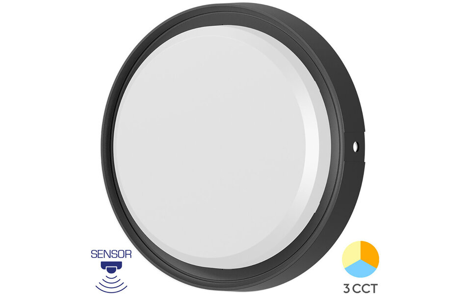 HLW LED Waterproof LED Wall Light with Motion Sensor 18W - Black, Cool White 6500K