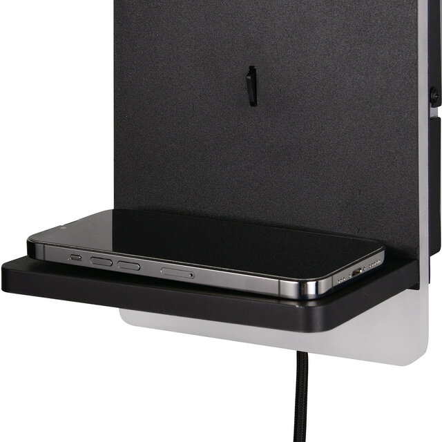 HLW LED LED Wall Lamp Dimmable in Matte Black with Warm White Light 2700K–3000K and Charging Station