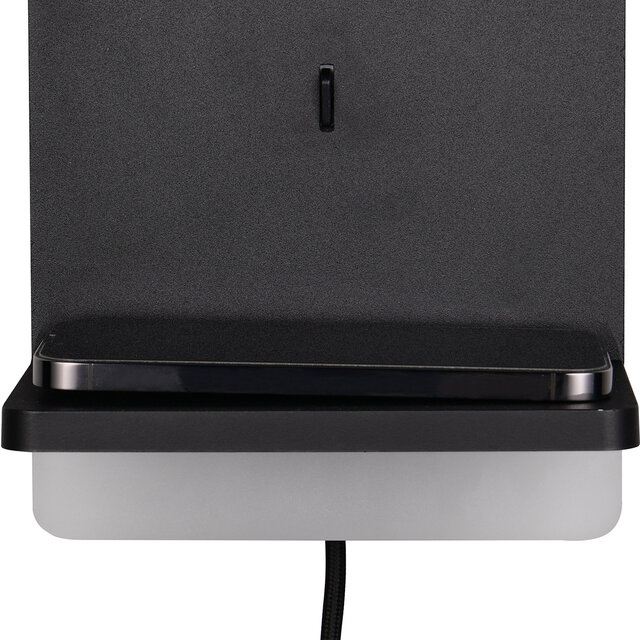 HLW LED LED Wall Lamp Dimmable in Matte Black with Warm White Light 2700K–3000K and Charging Station