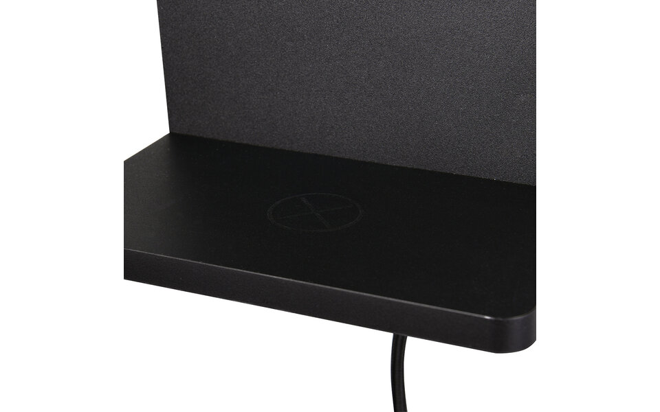 HLW LED LED Wall Lamp Dimmable in Matte Black with Warm White Light 2700K–3000K and Charging Station