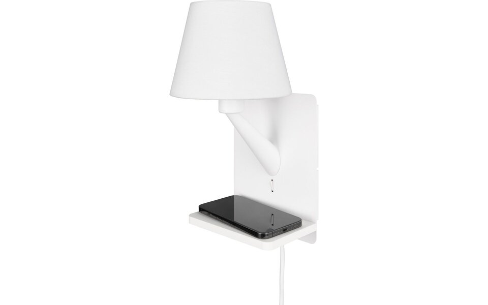 HLW LED LED Wandlamp Mat Wit - Metalen Vloerlamp met IP20, Laadstation en E14 Fitting