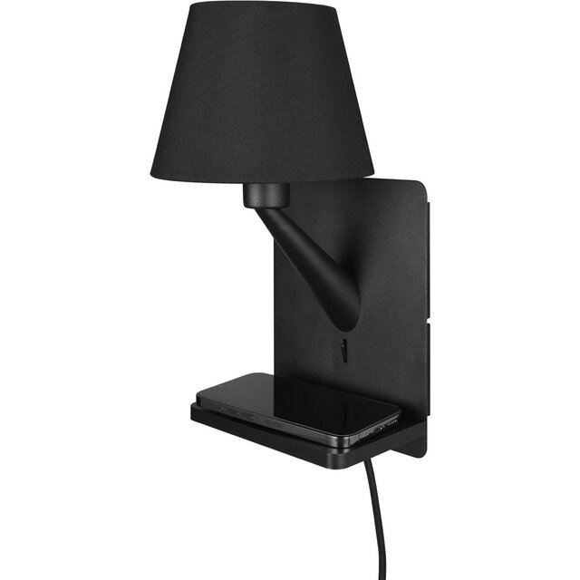 HLW LED LED Wandlamp Trion Rahat met inductief laadstation - Mat Zwarte metalen vloerlamp, IP20
