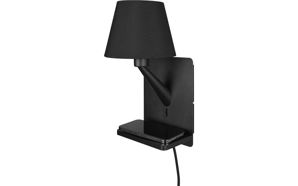 HLW LED LED Wall Lamp Trion Rahat with Inductive Charging Station - Matte Black Metal Floor Lamp, IP20 HLW LED LED Wall Lamp Trion Rahat with Inductive Charging Station - Matte Black Metal Floor Lamp, IP20