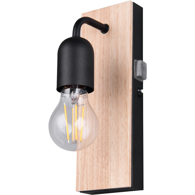 LED wandlamp | 10W max | Hout/Zwart | IP44 | E27 | CRI80 Verlichting per ruimte