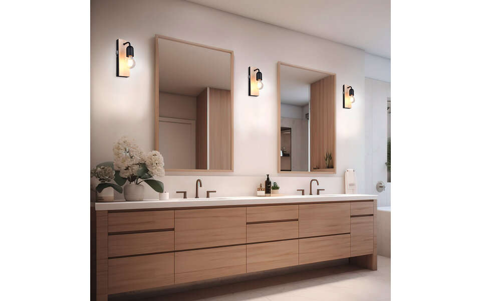 HLW LED LED Wall Lamp Trion Turo made of natural wood - Stylish LED Floor Lamp & Wall Lighting