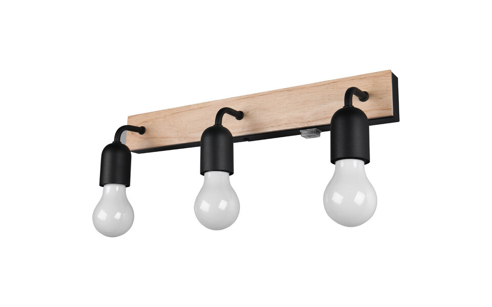 HLW LED LED Wall Lamp Trion Turo XL in Wooden Design - 3x E27, IP44, Energy Efficient
