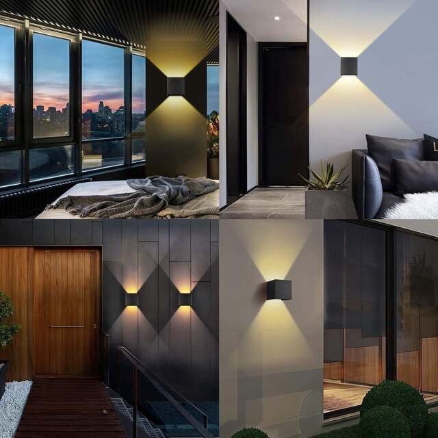 Velvalux LED wall lamp with sensor - Waterproof IP65 - Adjustable beam angle - Warm white 2700K–3000K - 6W LED - Black & White