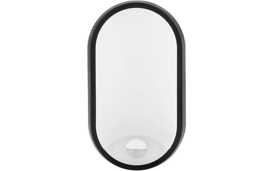 HLW LED LED Wall Lamp with Sensor 15W - Black Oval & White Floor Lamp, Cool White 6000K, IP54 HLW LED LED Wall Lamp with Sensor 15W - Black Oval & White Floor Lamp, Cool White 6000K, IP54