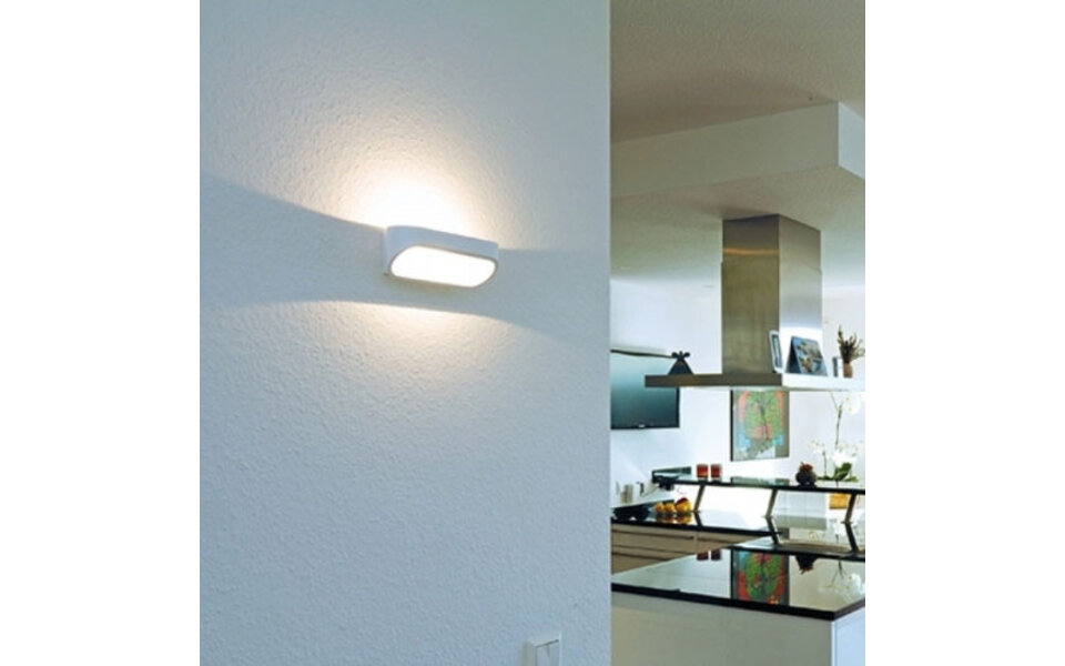 HLW LED LED Wall Lamp 6W - Neutral White 4000K, Matte White Aluminum, Oval Design HLW LED LED Wall Lamp 6W - Neutral White 4000K, Matte White Aluminum, Oval Design