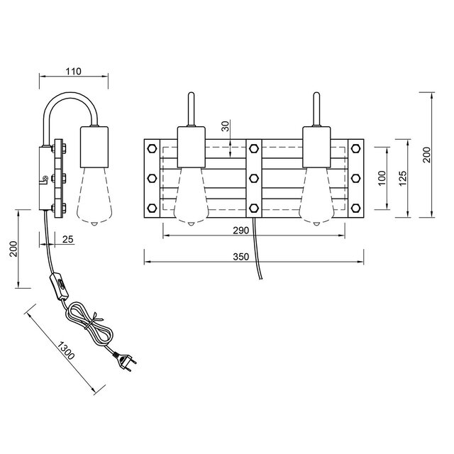 HLW LED LED Wandlamp Trion Khon - 2-lichts Mat Nikkel Aluminium met Beam Angle Verstelbaar