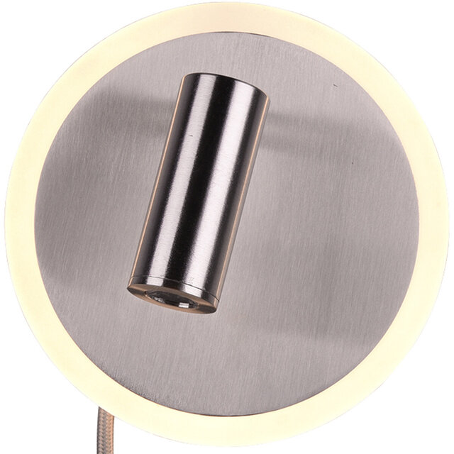 HLW LED LED Wandlamp Trion Jodan - 7W LED, Warm Wit 2700K–3000K, Mat Nikkel