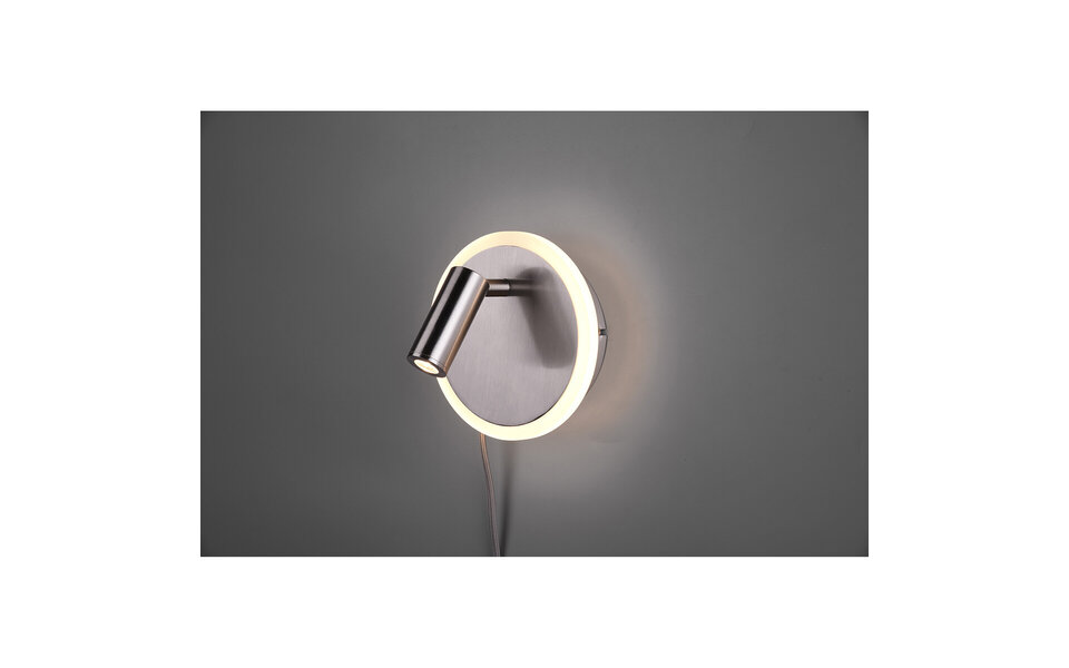 HLW LED LED Wandlamp Trion Jodan - 7W LED, Warm Wit 2700K–3000K, Mat Nikkel