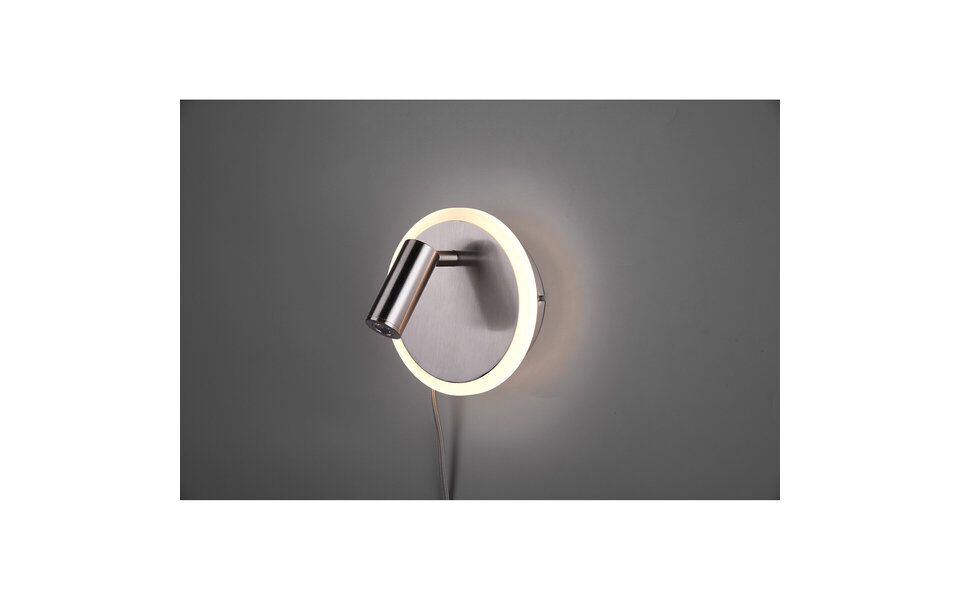HLW LED LED Wandlamp Trion Jodan - 7W LED, Warm Wit 2700K–3000K, Mat Nikkel