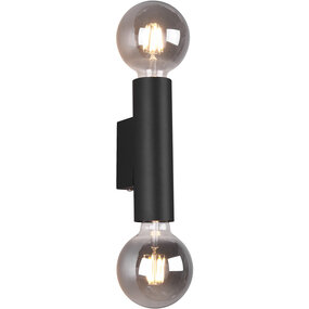 LED wandlamp | 2x40W | E27 | Up & Down | Rond | Mat Zwart LED wandlamp | 2x40W | E27 | Up & Down | Rond | Mat Zwart