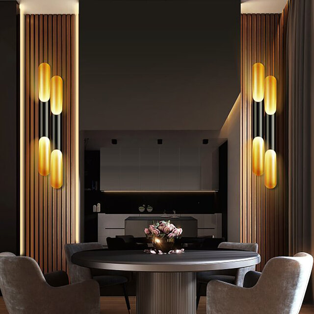 HLW LED LED Wandlamp Mat Zwart/Gouden Design - 4-lichts Up & Down LED Vloerlamp